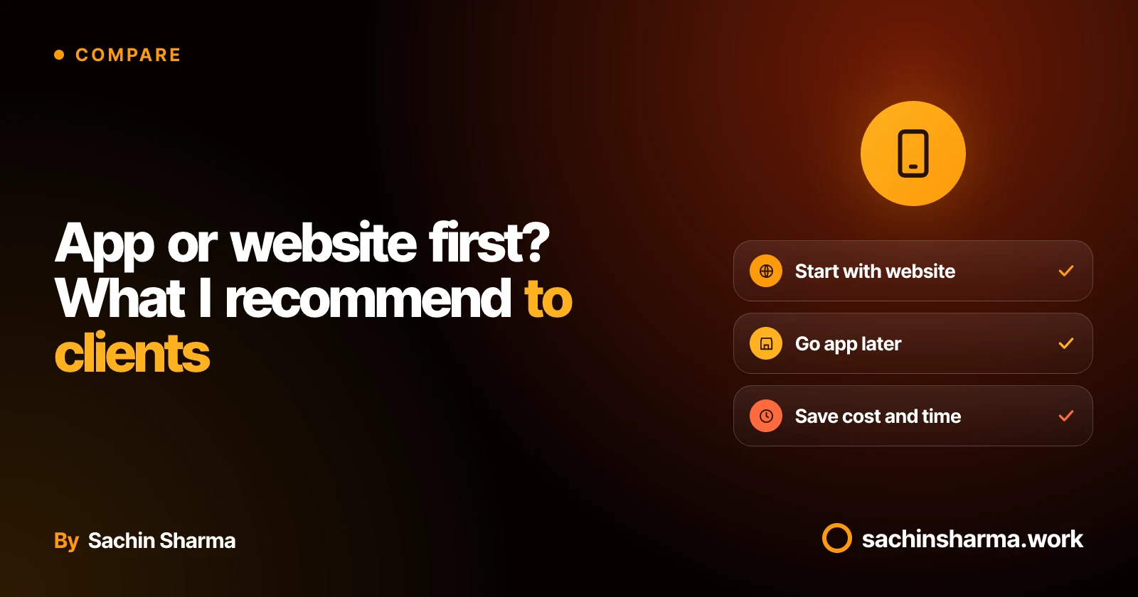 Phone showing website and app options for Indian businesses